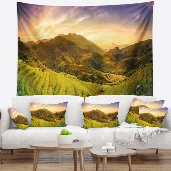 Designart 'Rice Fields on Terraced Panorama' Landscape Wall Tapestry