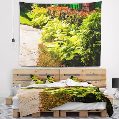 Designart 'Modern Green Garden Design' Landscape Wall Tapestry