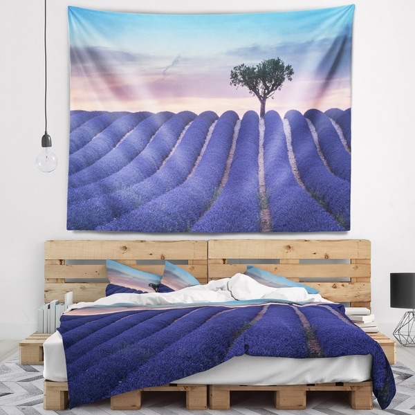 Designart 'Lonely Trees Uphill on Sunset' Landscape Wall Tapestry