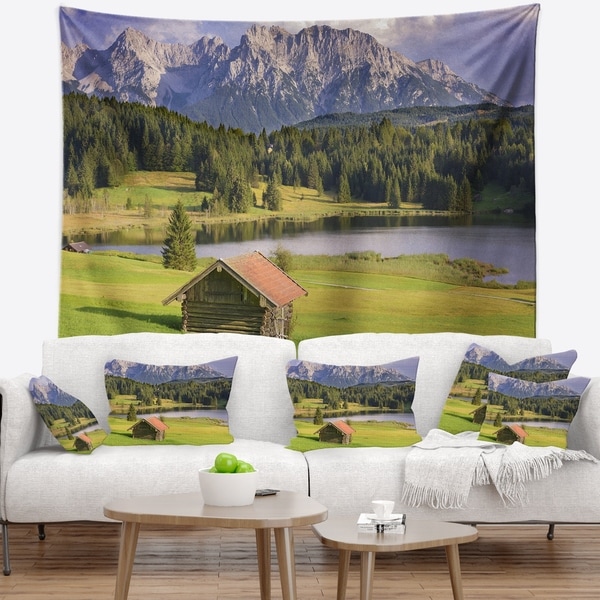 Designart 'Bavaria with Mountains and Lake' Landscape Wall Tapestry