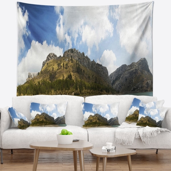 Designart 'Lake and Clouds Panorama' Landscape Wall Tapestry