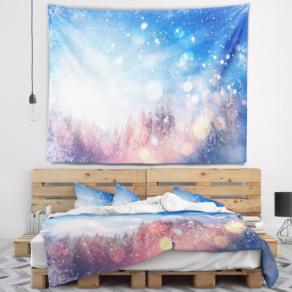 Designart 'Winter Trees Snowbound' Landscape Wall Tapestry