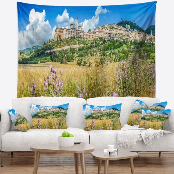 Designart 'Ancient Town of Assisi Panorama' Landscape Wall Tapestry