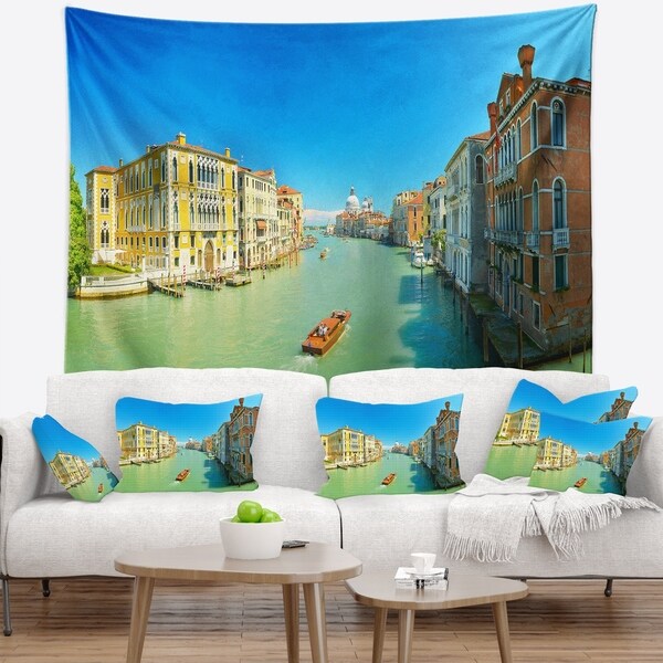 Designart 'Green Grand Canal Venice' Landscape Wall Tapestry