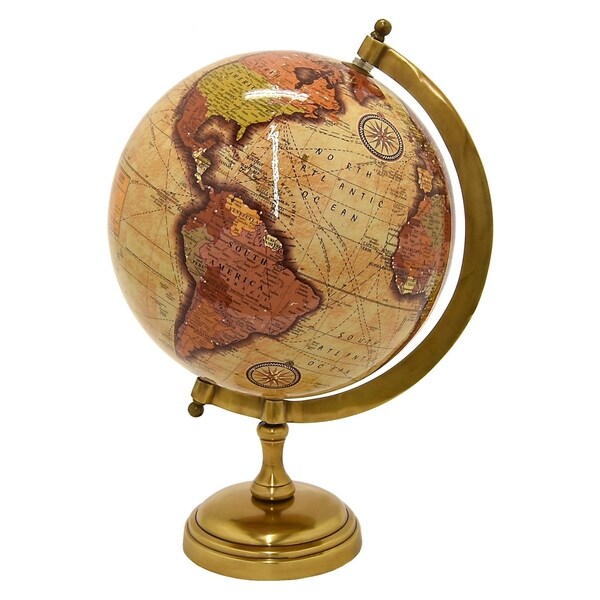 Three Hands Globe 5 Inch - Antique Brass Base