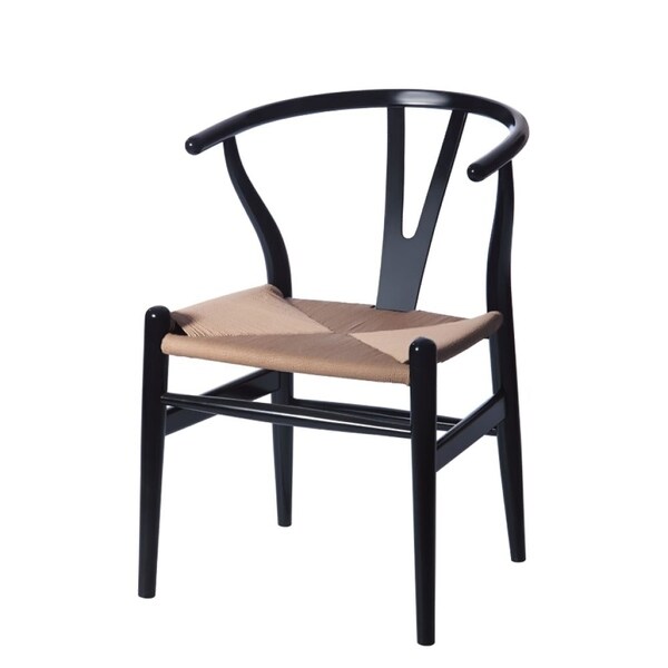 Mod Made Mid Century Modern "W" Wood Dining Side Chair with Hemp Seat. Opens flyout.