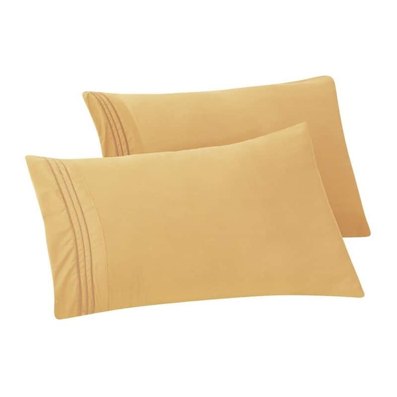 Porch & Den Briggs Wrinkle and Fade Resistant Pillowcases (Set of 2) - Standard - Gold