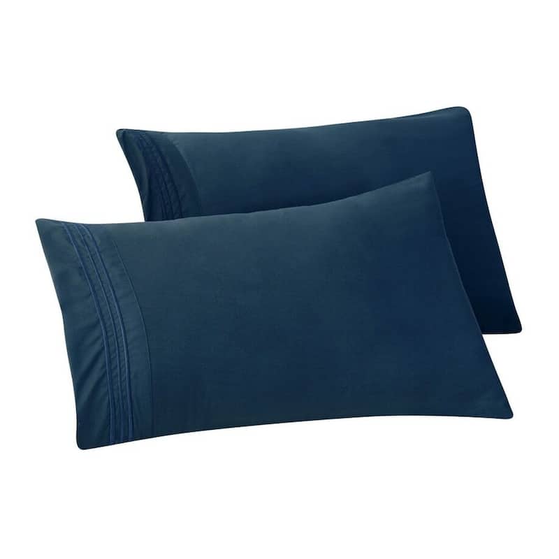 Porch & Den Briggs Wrinkle and Fade Resistant Pillowcases (Set of 2) - Standard - Navy