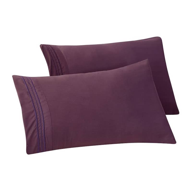 Porch & Den Briggs Wrinkle and Fade Resistant Pillowcases (Set of 2) - Standard - Purple