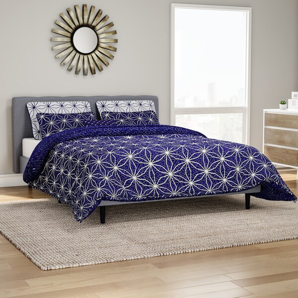 Carson Carrington Bergen Dark Blue Cobalt Printed Microfiber 7-piece Quilt Set