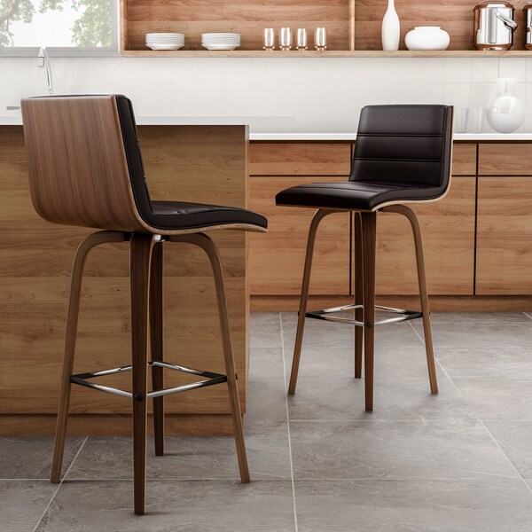 Carson Carrington Skara 30-inch Swivel Counter Height Barstool in Walnut Wood Finish with PU Upholstery (Color Options)