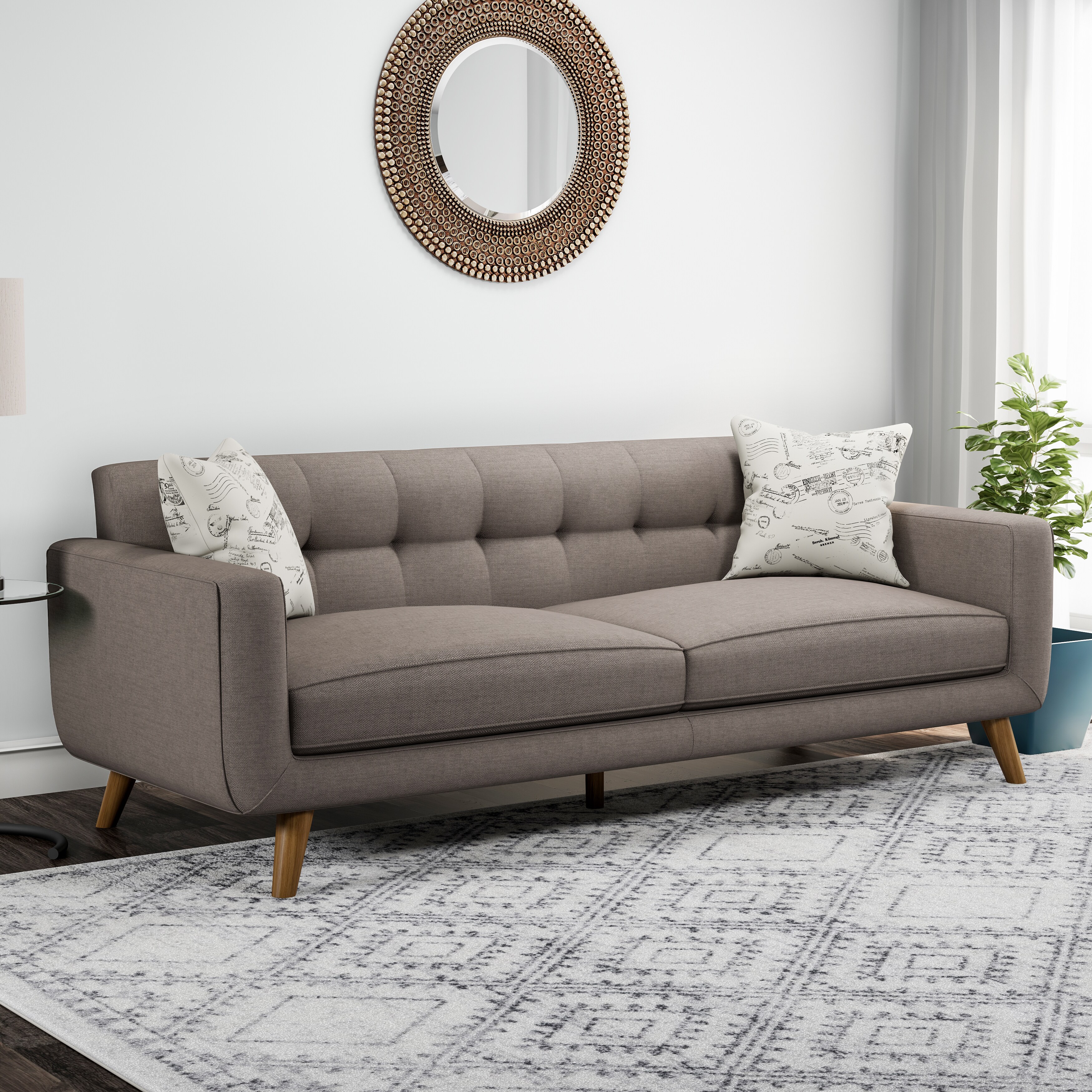 Shop Carson Carrington Nesbyen Brown Sofa With 2 Accent Pillows