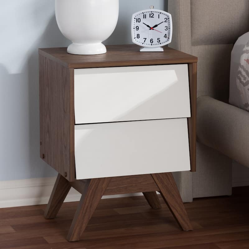 Carson Carrington Halmstad Mid-century White and Brown Nightstand