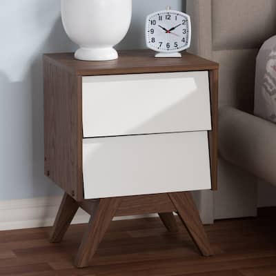 Carson Carrington Halmstad Mid-century White and Brown Nightstand