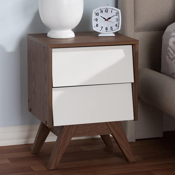 Shop Carson Carrington Halmstad Mid Century White And Brown Nightstand Overstock 20931459