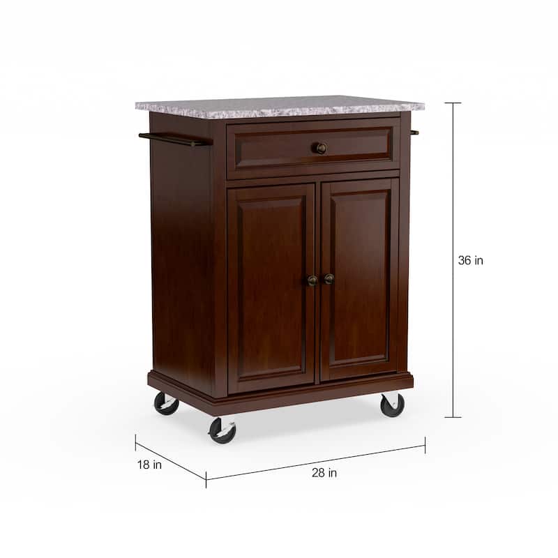 Crosley Compact Vintage Mahogany Finish Solid Granite Top Kitchen Cart and Island - 31"W x 18"D x 35.5"H