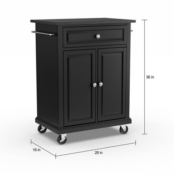 Crosley Compact Solid Black Granite Top Portable Kitchen Cart/ Island