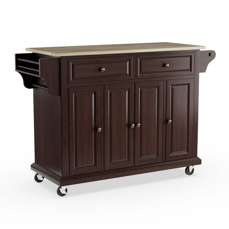 Crosley Full Size Mahogany Wood Kitchen Cart/ Island - 18"d x 51.5"w x 36"h