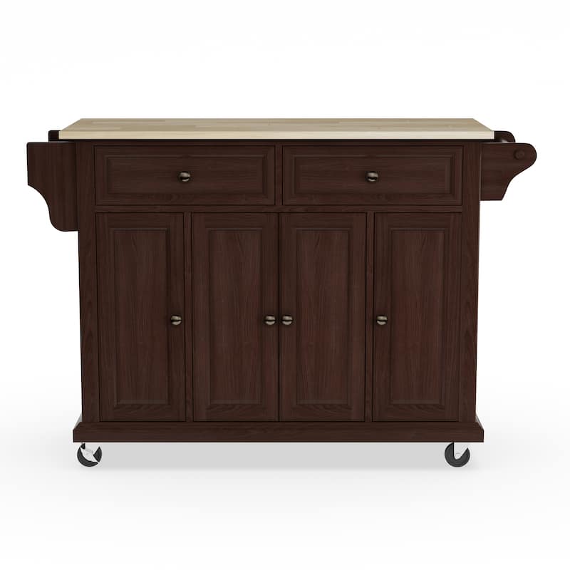 Crosley Full Size Mahogany Wood Kitchen Cart/ Island - 18"d x 51.5"w x 36"h
