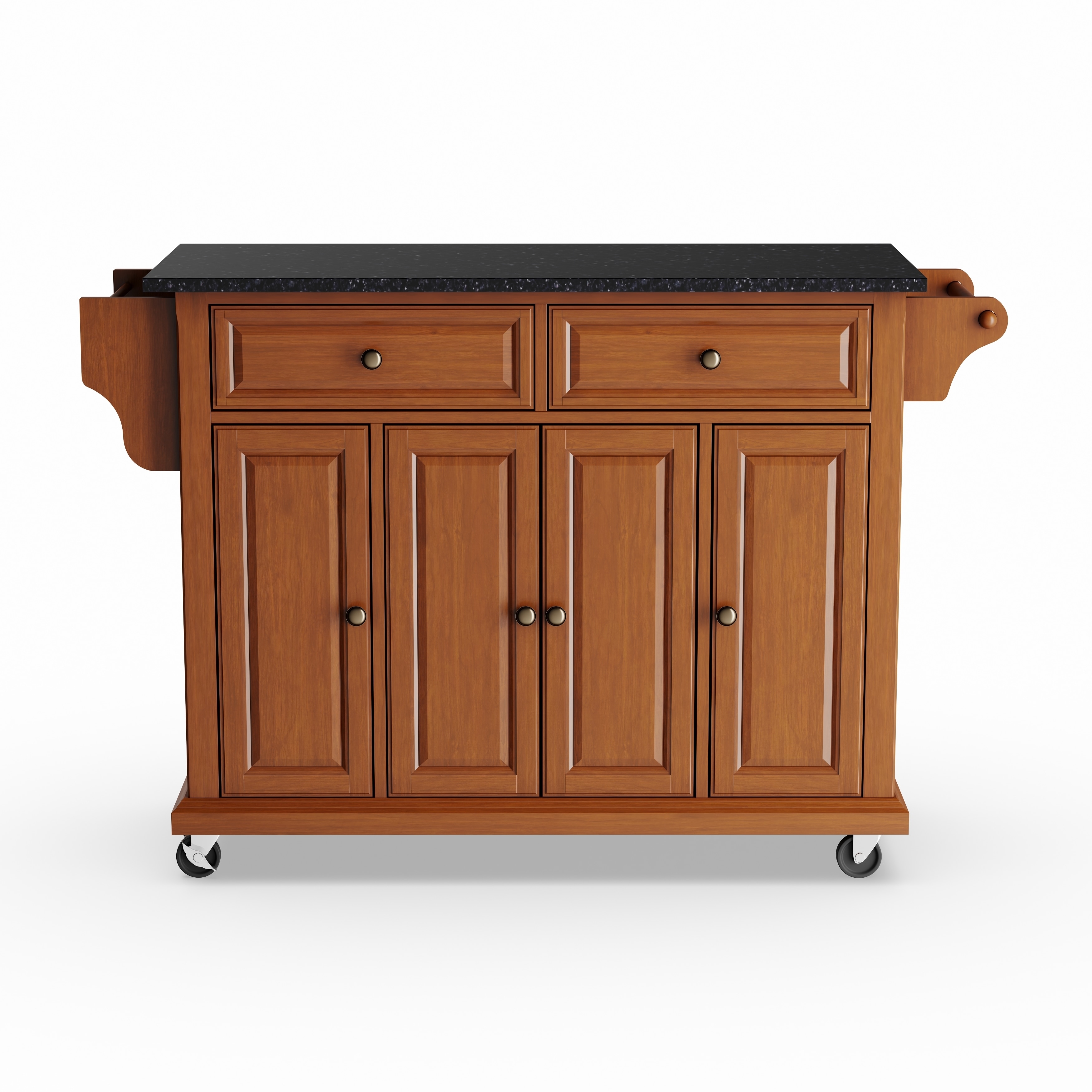 Crosley Full Size Solid Black Granite Top Classic Cherry Finish Kitchen  Cart - 18d x 51.5w x 36h