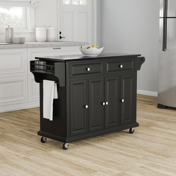 Copper Grove Kanha Black Wood Kitchen Cart/ Island with ...