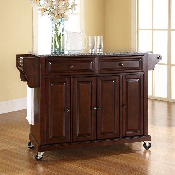 Copper Grove Kanha Vintage Mahogany Solid Granite Top Kitchen Cart