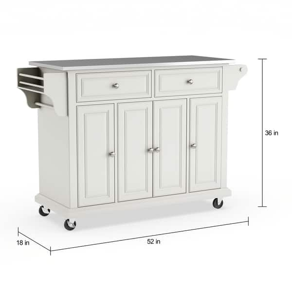 Crosley White Finish Stainless Steel Top Kitchen Cart and Island - 18