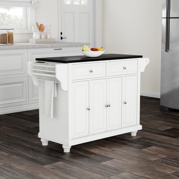 Crosley Furniture Cambridge Stainless Steel Top Portable Kitchen Island in  White