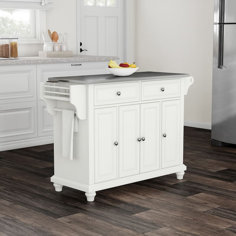 Crosley Cambridge Stainless Steel Top Full Size Kitchen Island/Cart - 18"d x 51.5"w x 36"h