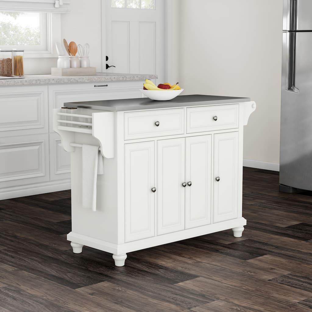 Crosley Cambridge Stainless Steel Top Full Size Kitchen Island/Cart - 18"d x 51.5"w x 36"h