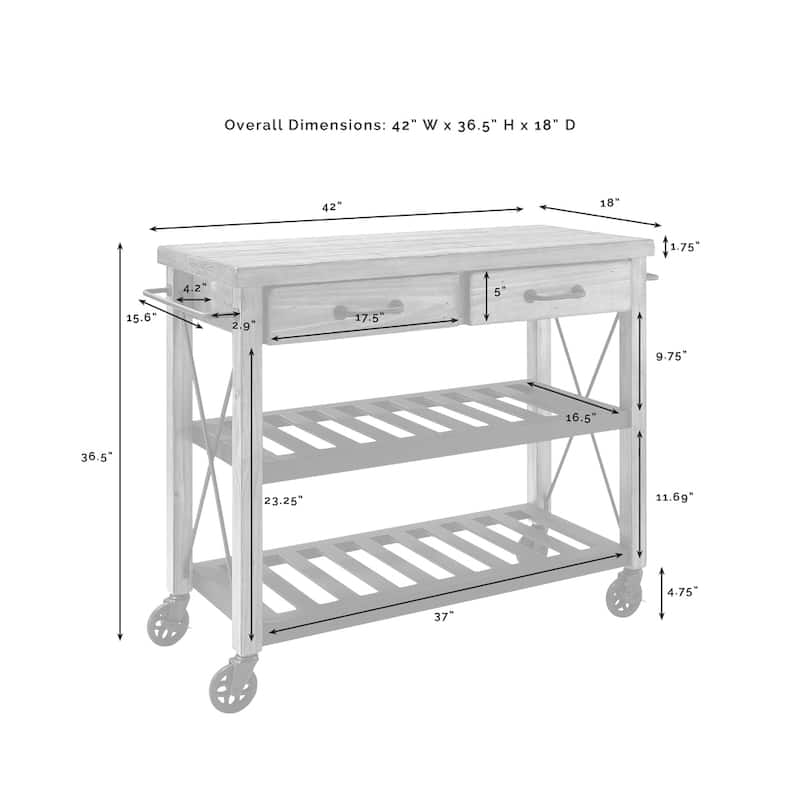 Crosley Roots Kitchen Cart - 42"W x 18"D x 36.75"H