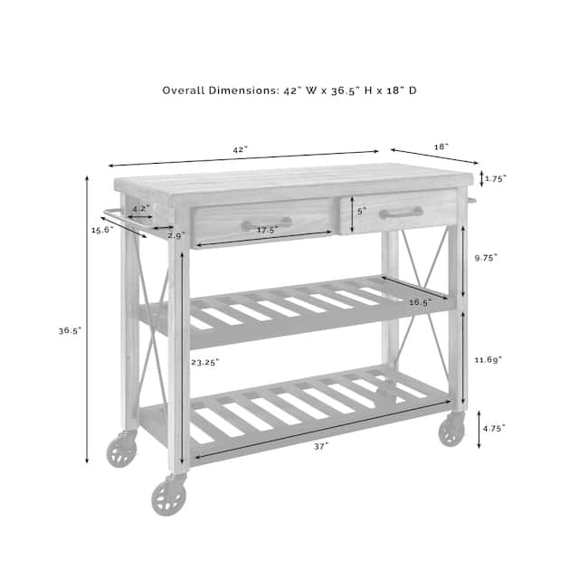 Carbon Loft Edwin Wood and Metal Kitchen Cart - 42"W x 18"D x 36.75"H