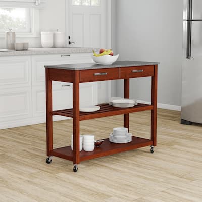 Crosley Solid Granite Top Kitchen Cart/ Island - 17"d x 43"w x 35"h