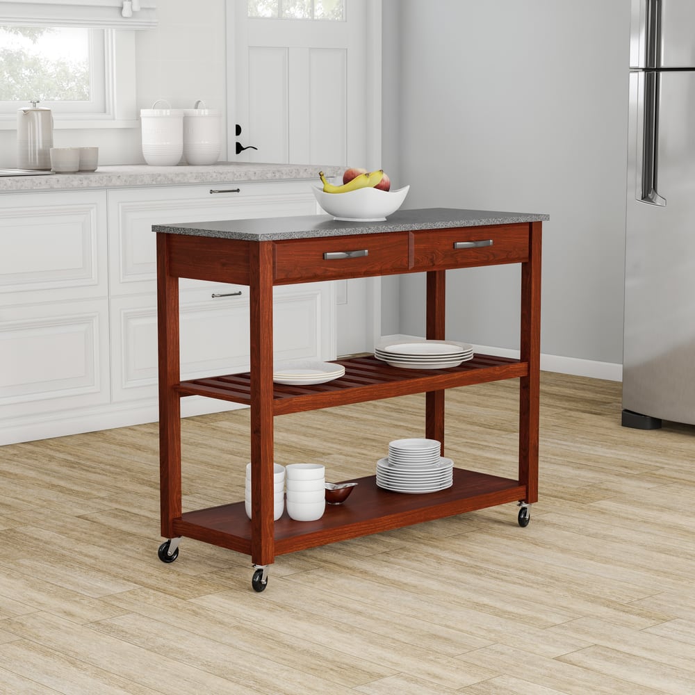 Crosley Solid Granite Top Kitchen Cart/ Island - 17"d x 43"w x 35"h