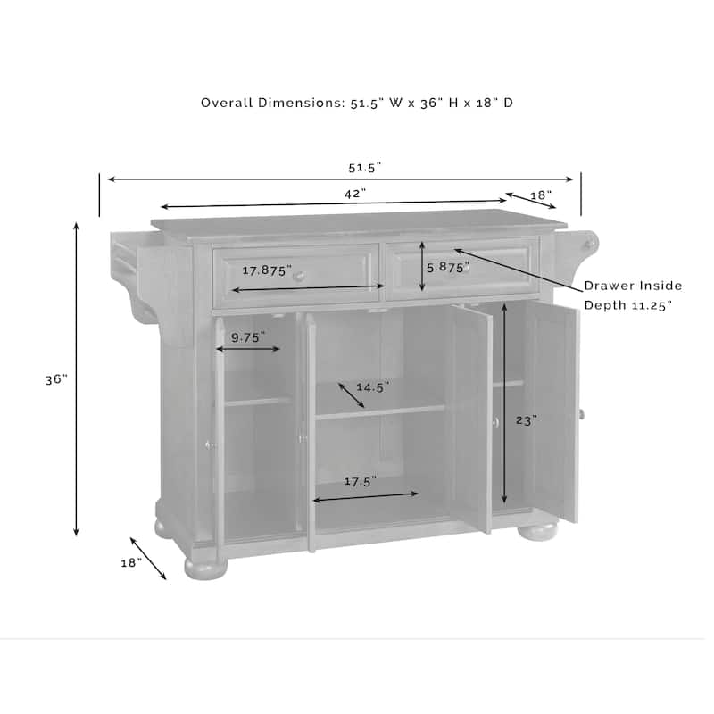 Crosley Alexandria Granite Top Full Size Kitchen Island/Cart - 18"d x 51.5"w x 34"h