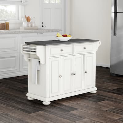 Crosley Alexandria Stainless Steel Top Full Size Kitchen Island/Cart - 18"d x 51.5"w x 34"h