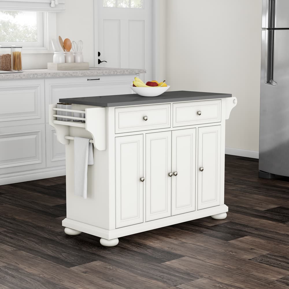 Crosley Alexandria Stainless Steel Top Full Size Kitchen Island/Cart - 18"d x 51.5"w x 34"h