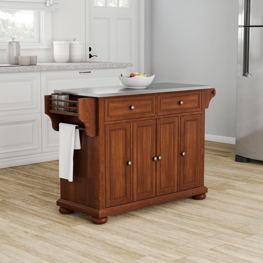 Crosley Alexandria Stainless Steel Top Full Size Kitchen Island/Cart - 18"d x 51.5"w x 34"h