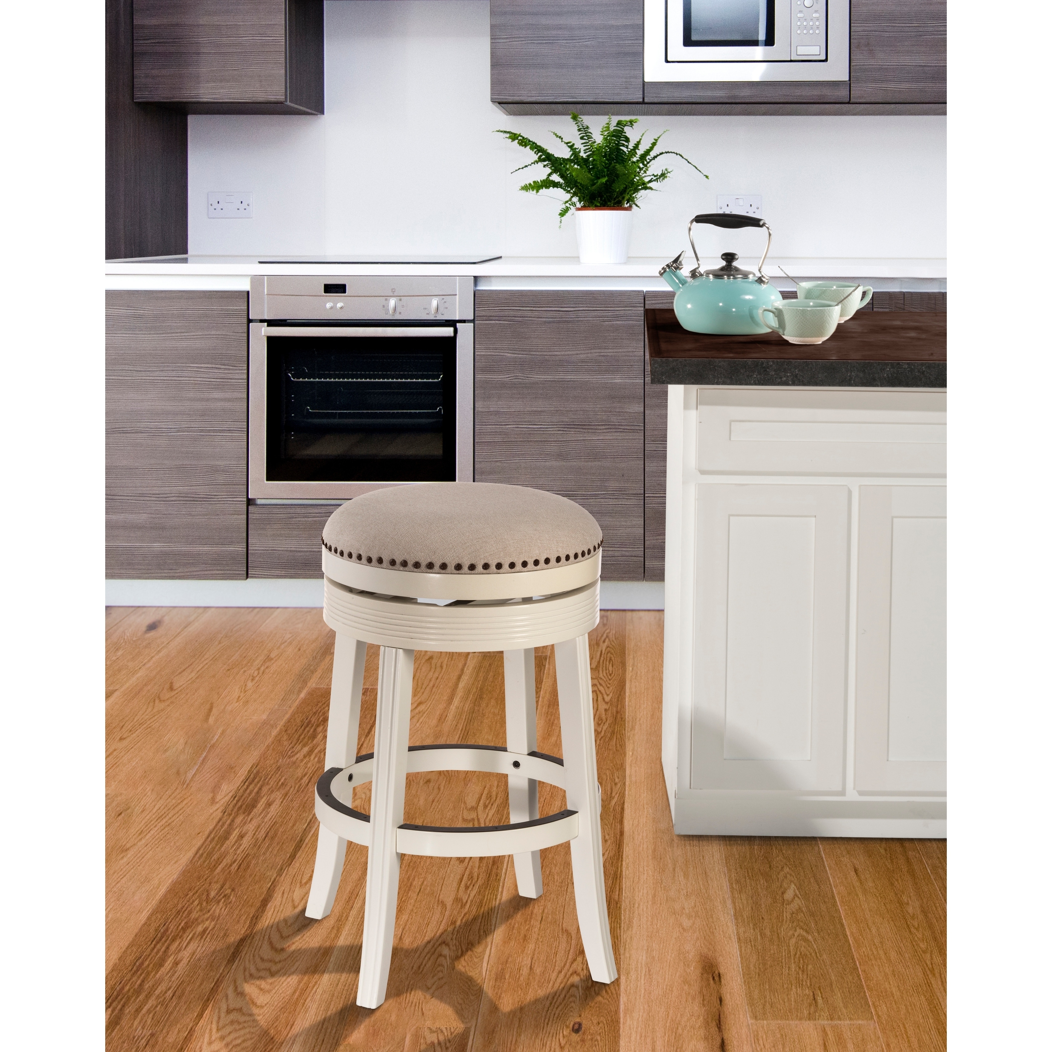 Copper Grove Curlew White Finished Wood Backless Swivel Bar Stool Copper Grove Curlew White Finished Wood Backless Swivel Bar Stool