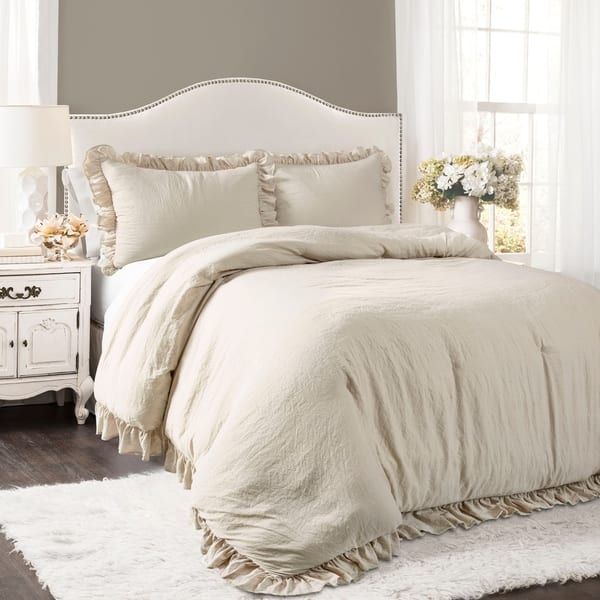 Lush Decor Reyna Ruffled Shabby-chic Comforter Set - Wheat - King