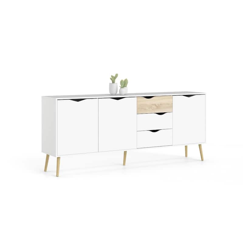 Carson Carrington Kristiansund White and Oak 3-drawer 3-door Sideboard