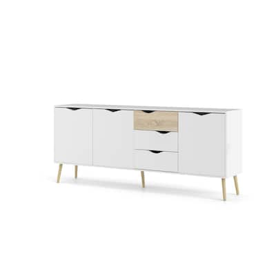 Carson Carrington Kristiansund White and Oak 3-drawer 3-door Sideboard