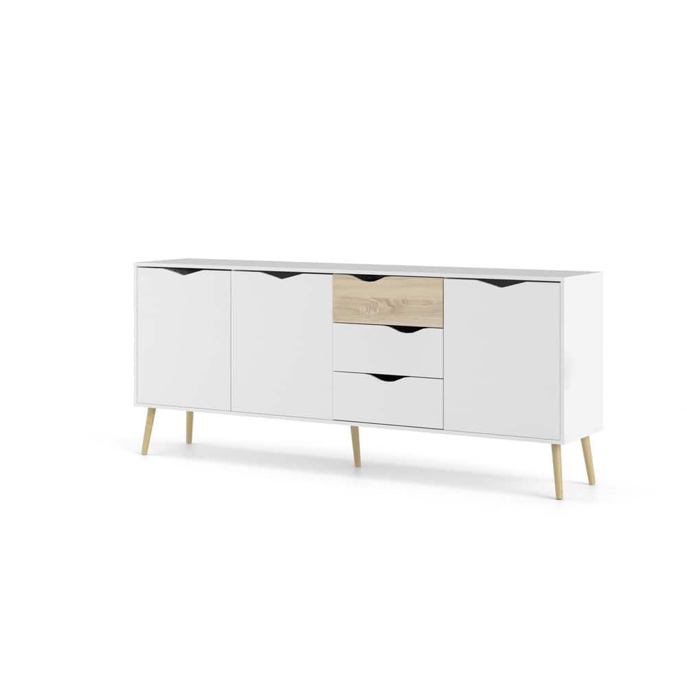 Carson Carrington Kristiansund White and Oak 3-drawer 3-door Sideboard