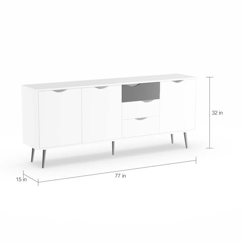 Carson Carrington Kristiansund White and Oak 3-drawer 3-door Sideboard