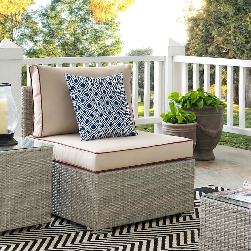 Havenside Home Bocabec Modern Fabric Outdoor Patio Armless Chair - light gray beige
