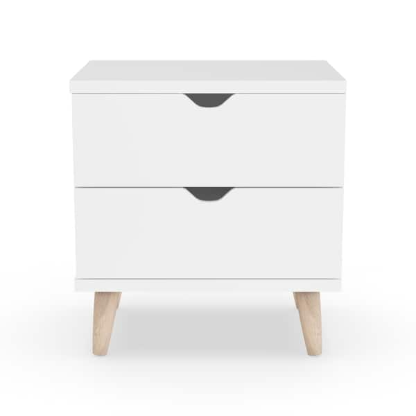 Shop Black Friday Deals On Carson Carrington Gjovik Modern White 2 Drawer Nightstand Overstock 20931715