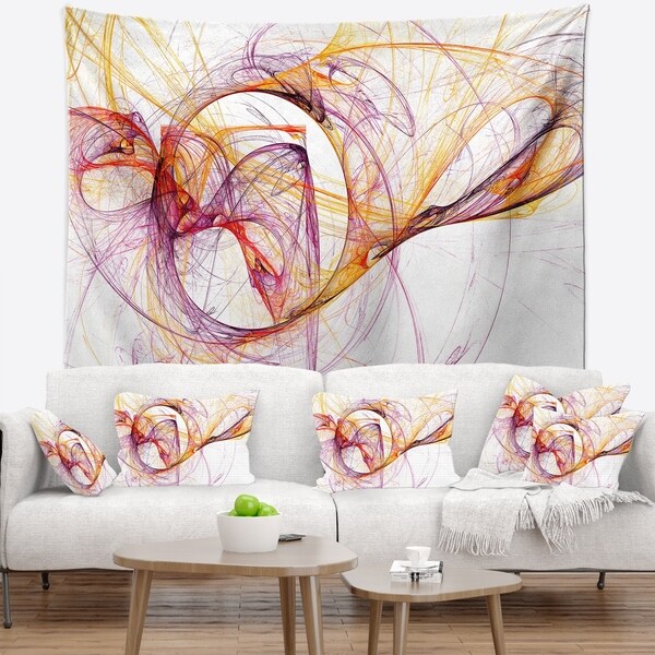 Designart 'Wisps of Smoke Orange Purple' Abstract Wall Tapestry