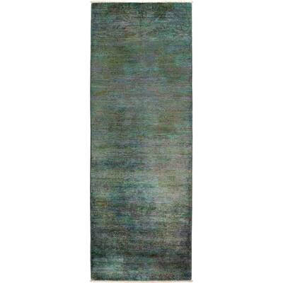 Vibrance Overdyed Green Runner Rug - 3' x 8'4" Runner/Surplus