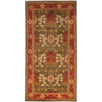 Patterned & Floral, One-of-a-Kind Hand-Knotted Area Rug - Brown, 6' 1" x 11' 8" - 8 x 10