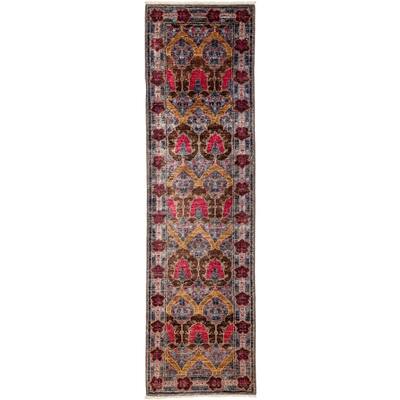 Arts & Crafts Multi Runner Rug - Purple/Pink - 2'9" x 9'8" Runner